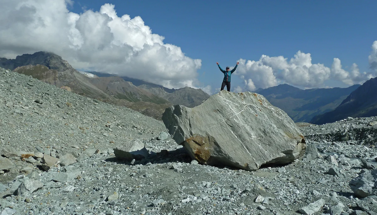 Kleiner Findling am Ende des Glacier de Piece | © DAV Koblenz | Hulley