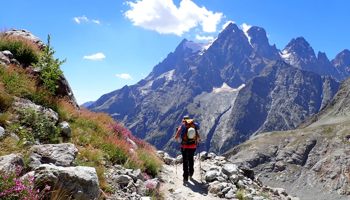 Abstieg, im Hintergrund des Mont Pelvoux (3.946m) | © DAV Koblenz | Hulley