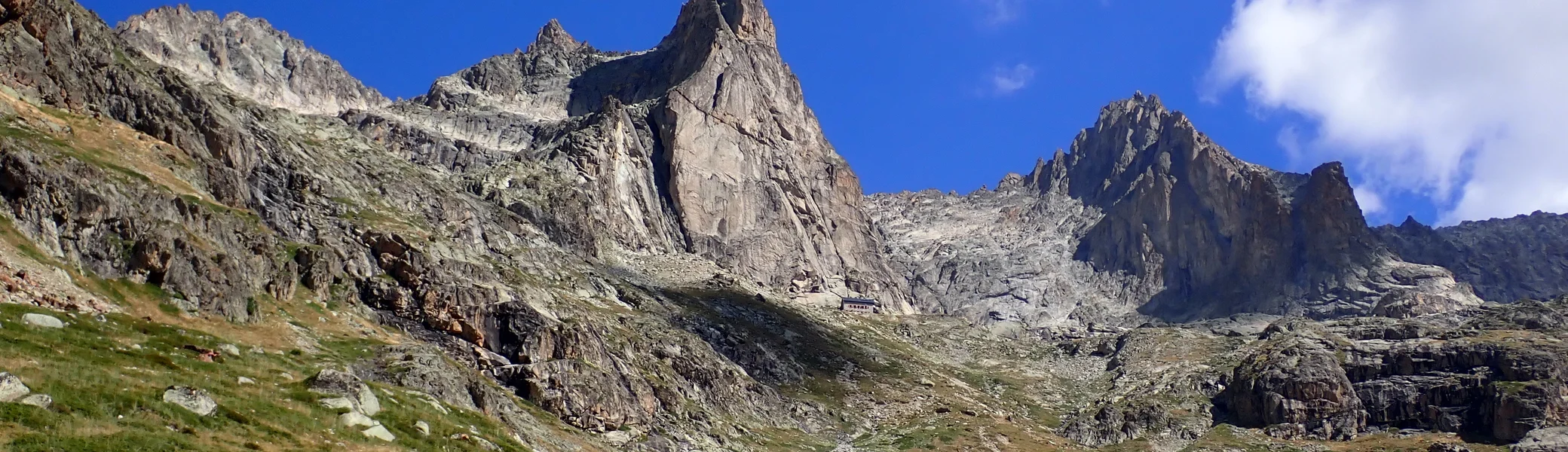Aiguille Dibona (3.130m), links davon der langezogene Grat der Aiguille Soreillier Orientale (3.380m) | © DAV Koblenz | Hulley