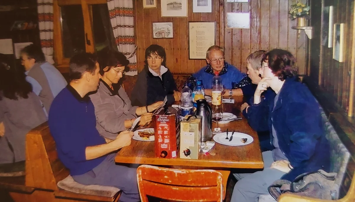 Hüttenabend auf der Teufelsley. Peter, Anneliese, Ilona, Fritz, Werner und Sybilla | © DAV Koblenz